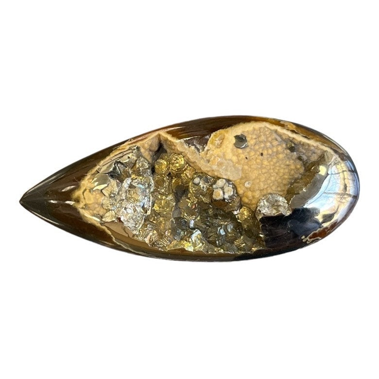 Ammonite pyritisée, AM_P033, taille cabochon, 58x24x10 mm; 22.6g;