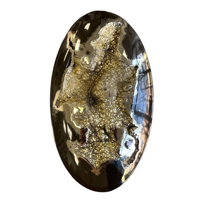 Ammonite pyritisée, AM_P066, taille cabochon, 56x32x8 mm; 23.8g;