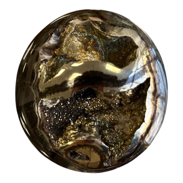 Pyritisierter Ammonit, AM_P057, Cabochongröße, 48x45x15 mm; 40,4 g;