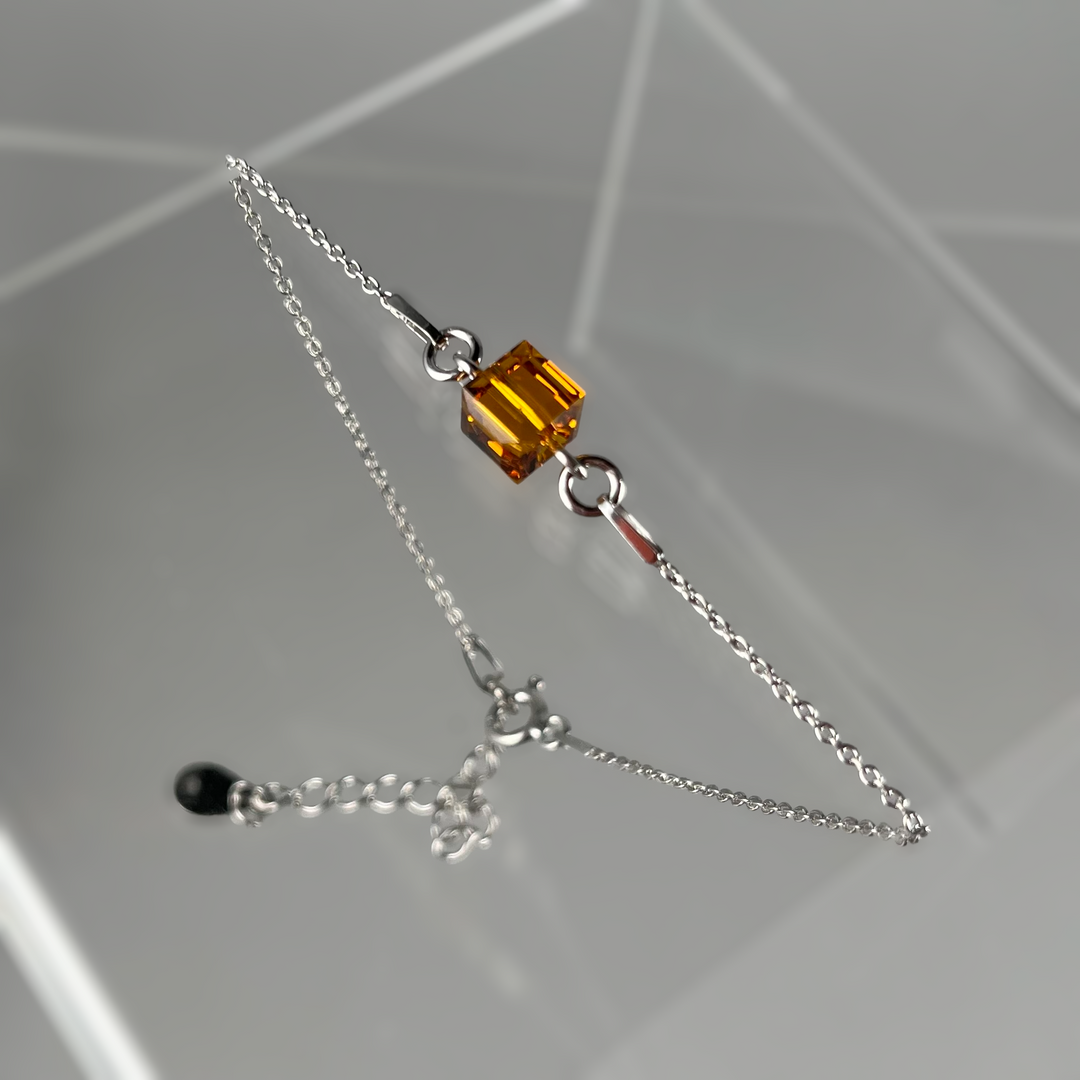 Bracelet  avec cristaux Swarovski, couleur Mandarine, argent rhodié, CARRE