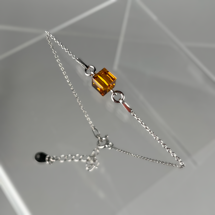Bracelet  avec cristaux Swarovski, couleur Mandarine, argent rhodié, CARRE