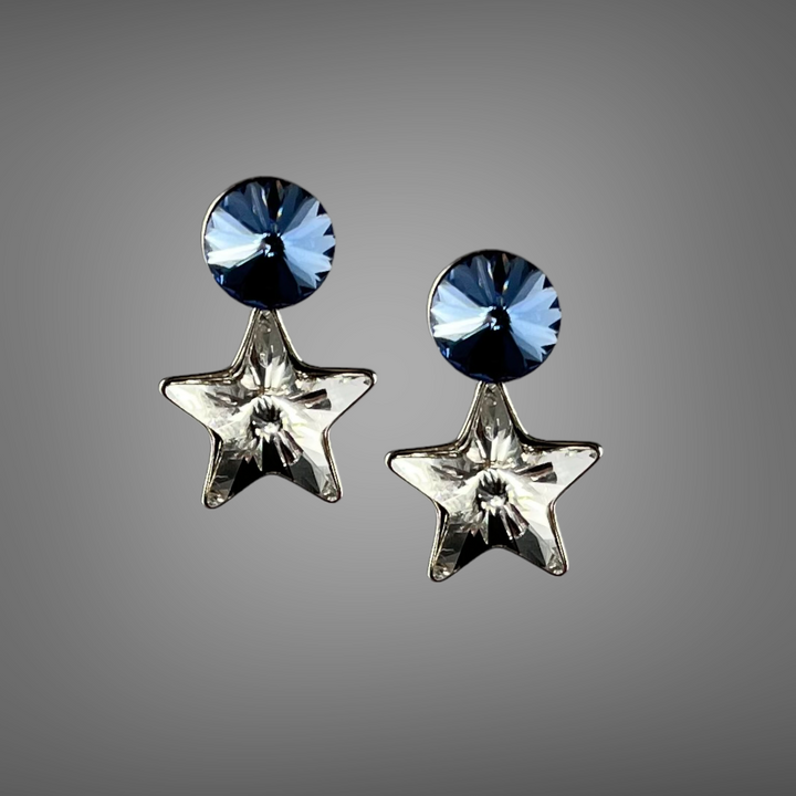 Boucles d'oreilles avec cristaux Swarovski, collection SEVER, cristal/bleu, argent rhodié