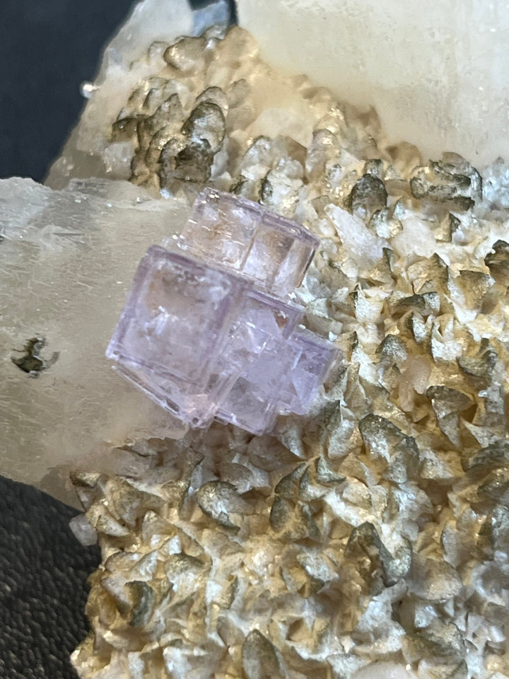 Purple fluorite and calcite on dolomite, Shangbao, Hunan, China