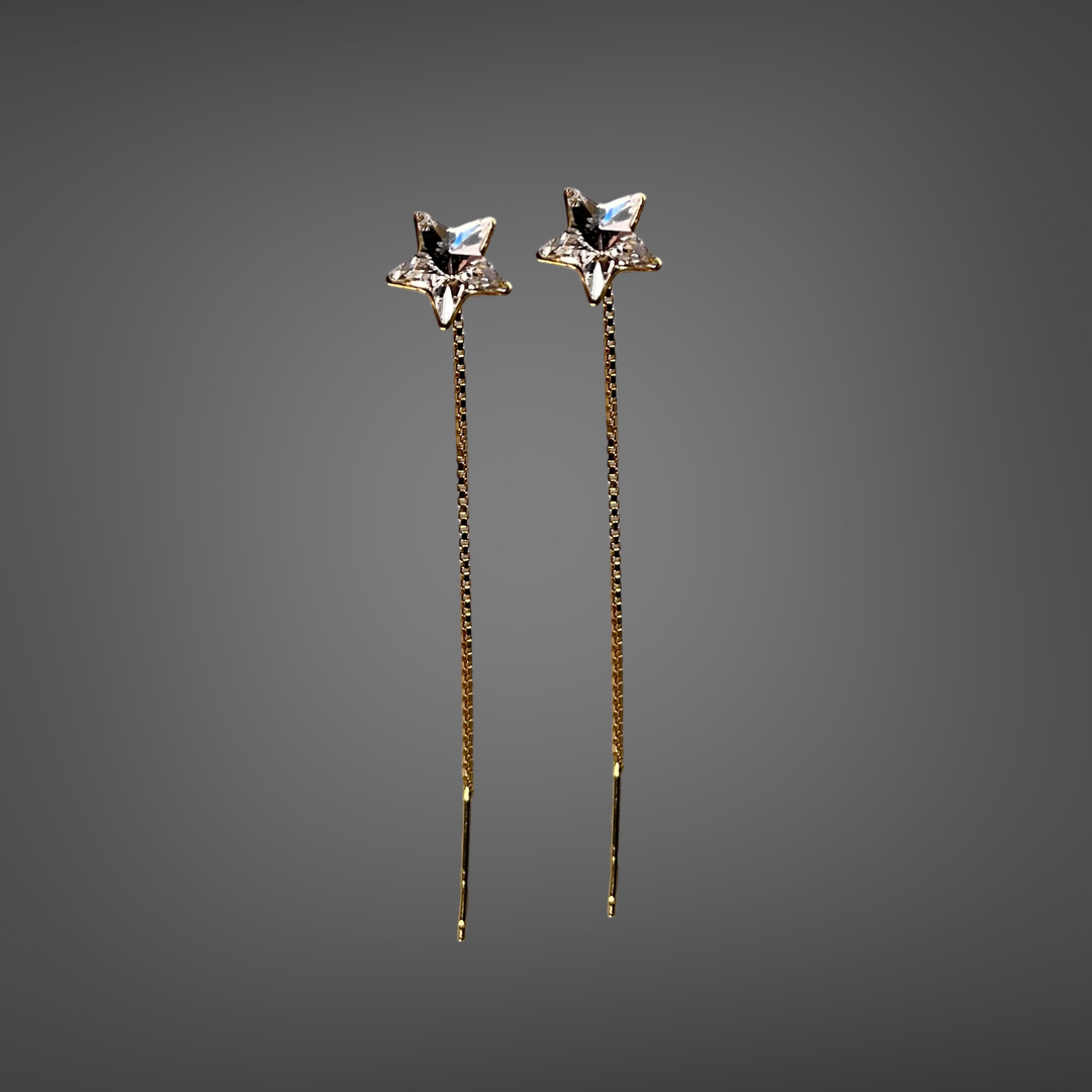 Sautoir avec cristaux Swarovski, argent doré, cristal, STAR