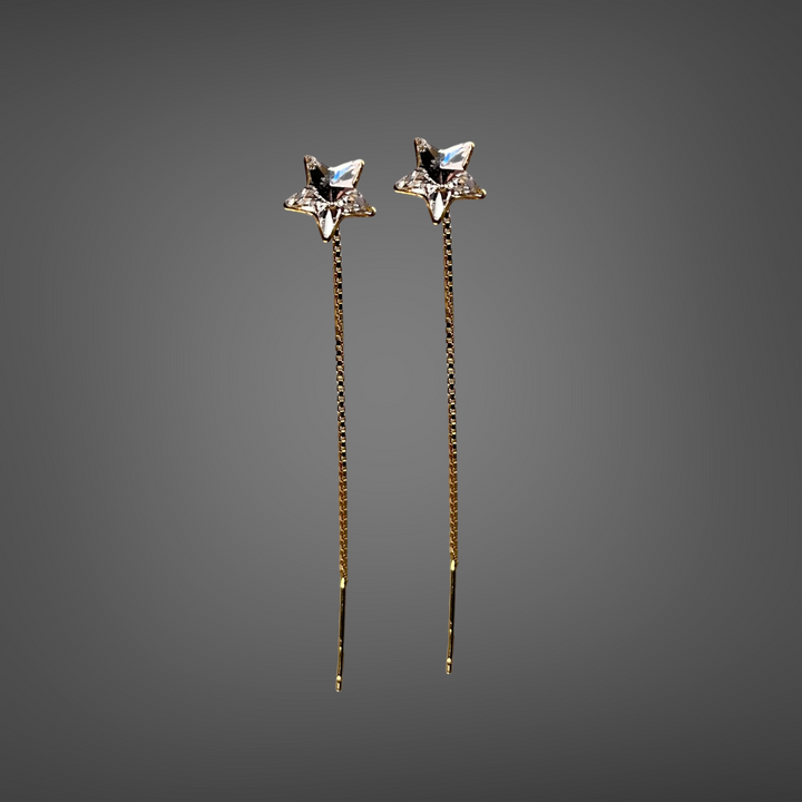 Sautoir avec cristaux Swarovski, argent doré, cristal, STAR