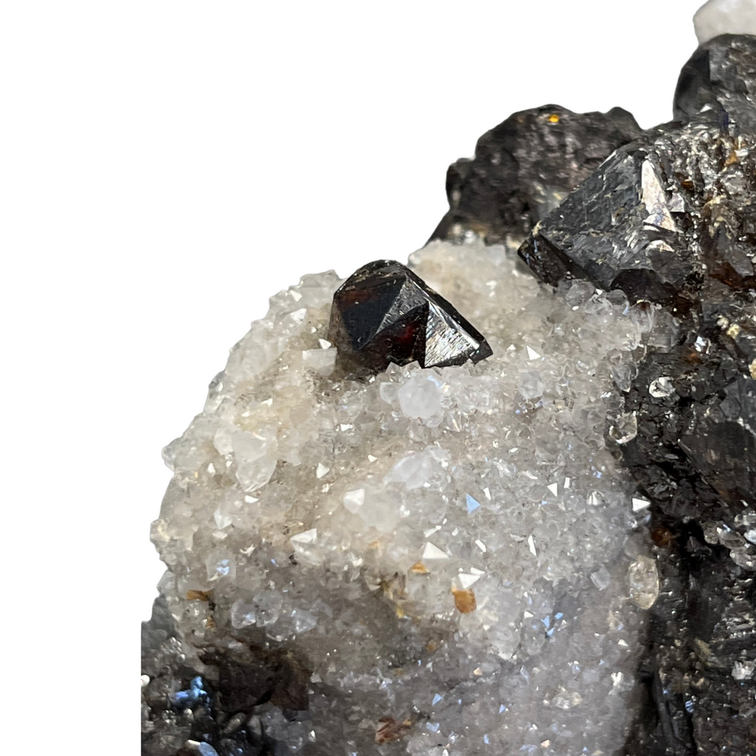 Sphalerit auf Quarz, Elmwood-Mine, Tennessee, USA, DR289