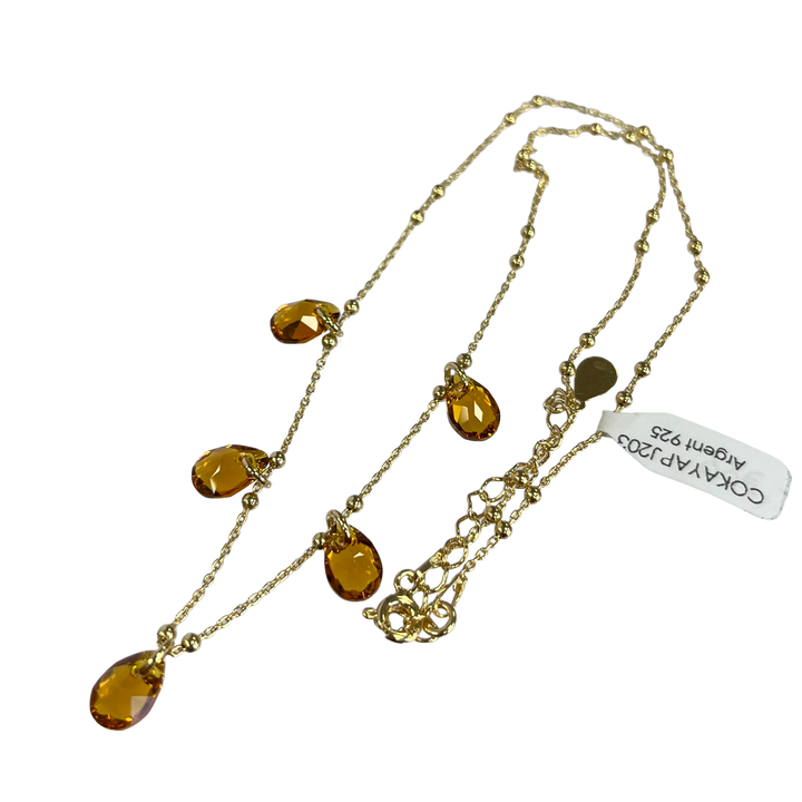 Collier avec cristaux Swarovski, collection KAYA, J203, argent doré