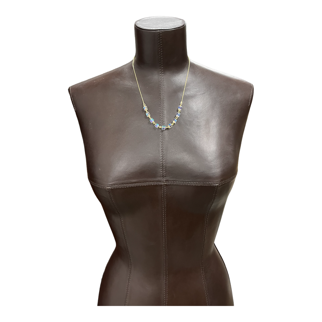 Collier, cristaux Swarovski, argent doré, cristal AB, MULTI-CUBES