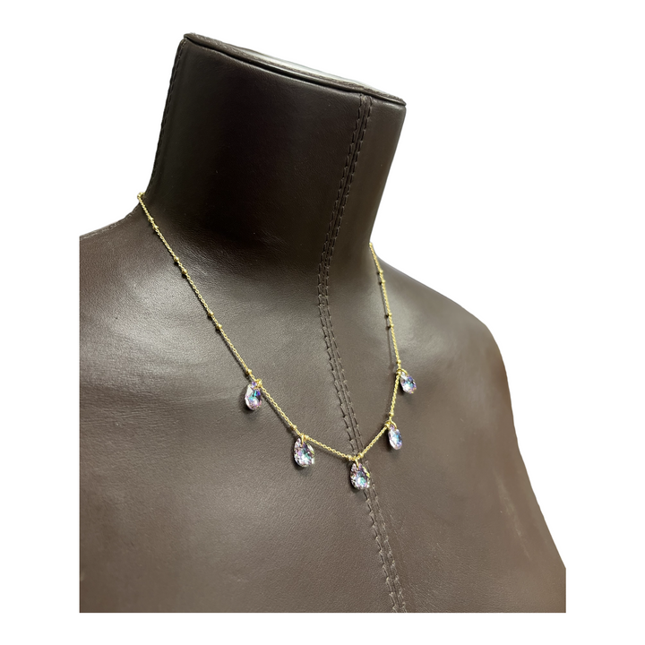 Collier avec cristaux Swarovski, collection KAYA, JVLT, argent doré