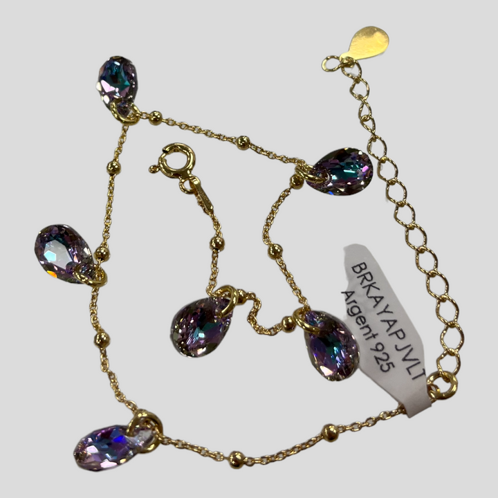 Bracelet  avec cristaux Swarovski, collection KAYA, JVLT, argent doré