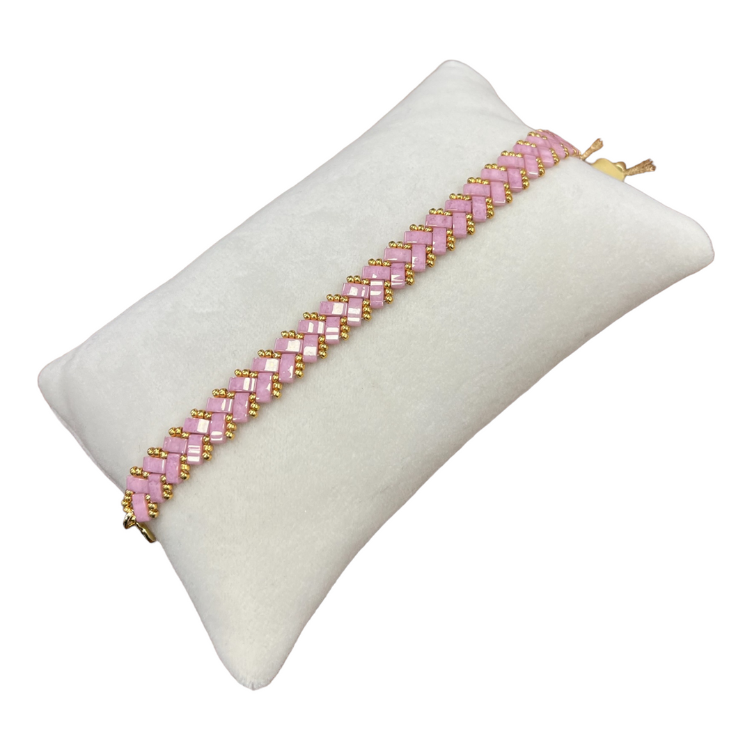 V2-Armband aus Miyuki-Perlen, Farbe Antikrosa