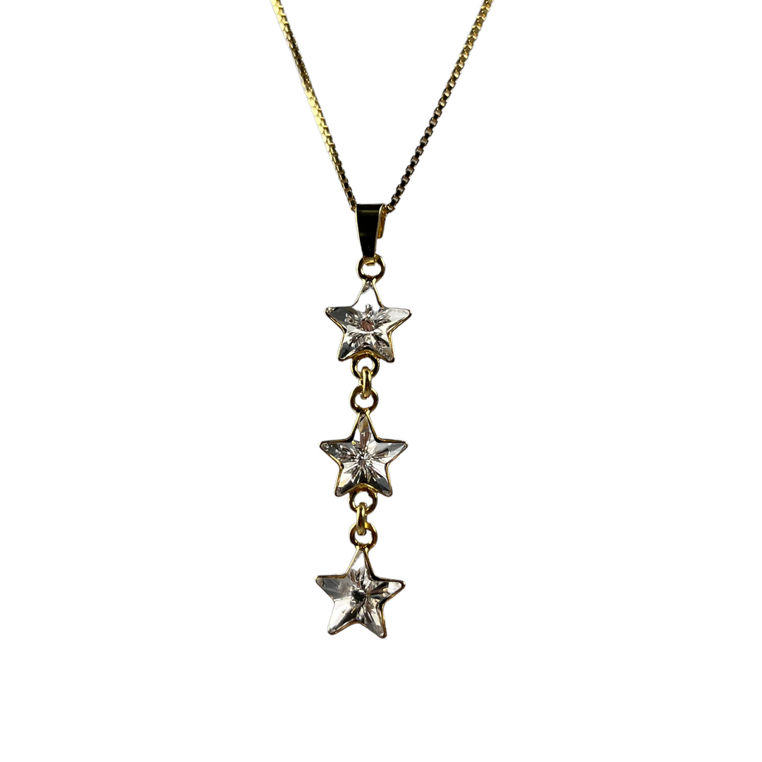Sautoir avec cristaux Swarovski, argent doré, cristal, STAR