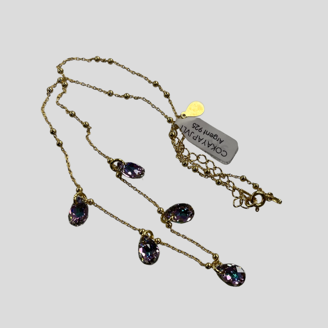 Collier avec cristaux Swarovski, collection KAYA, JVLT, argent doré