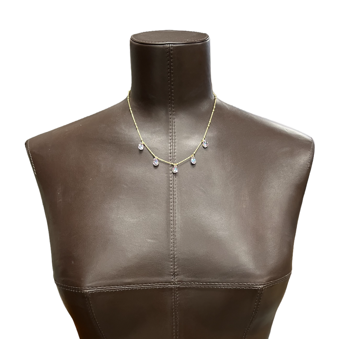 Collier avec cristaux Swarovski, collection KAYA, JVLT, argent doré