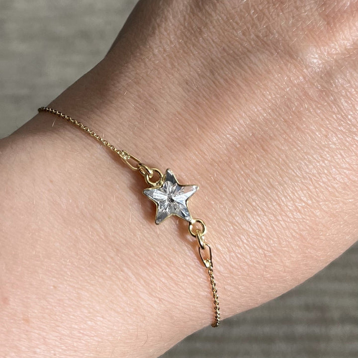 Sautoir avec cristaux Swarovski, argent doré, cristal, STAR