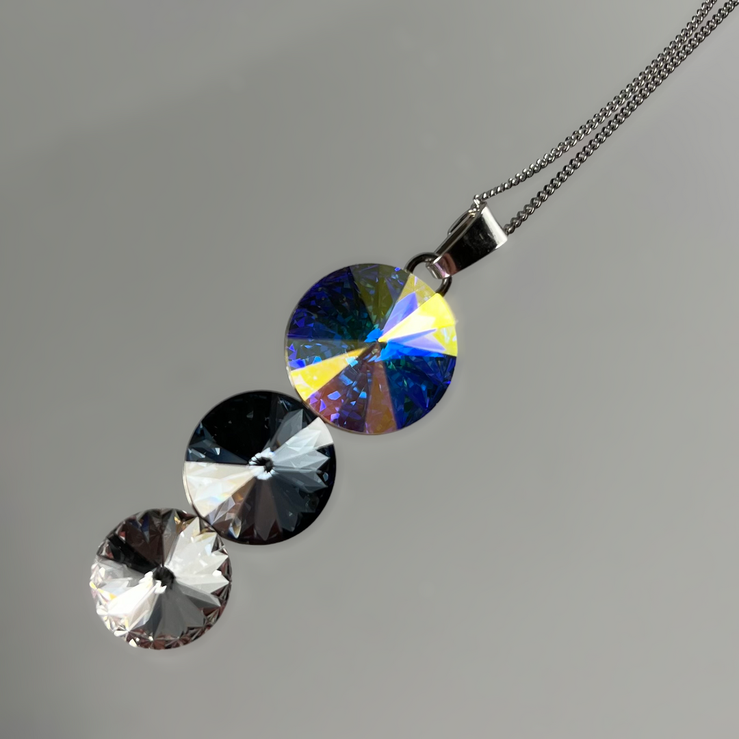 Pendentif avec cristaux Swarovski, cristal AB, argent rhodié, TRIO
