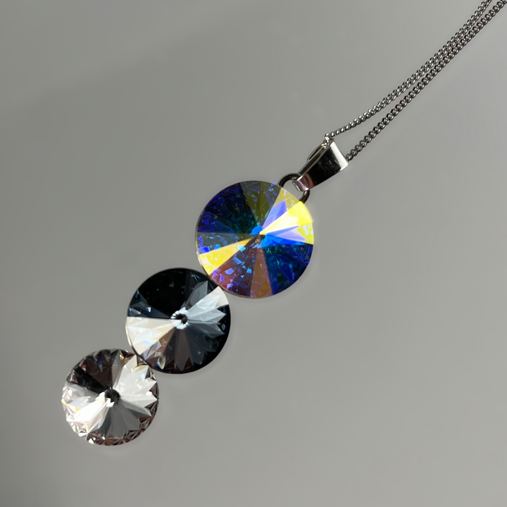 Pendentif avec cristaux Swarovski, cristal AB, argent rhodié, TRIO