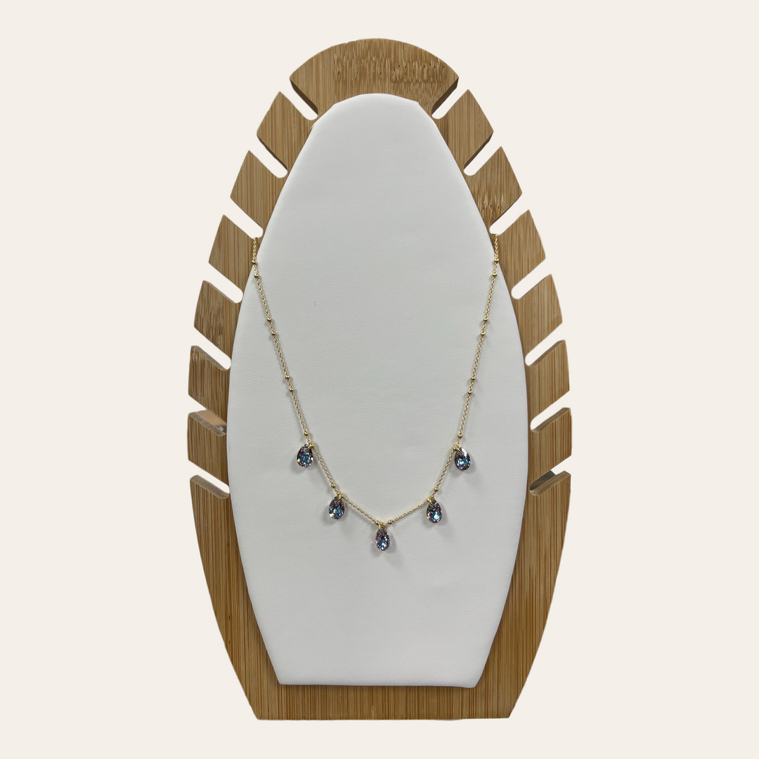 Collier avec cristaux Swarovski, collection KAYA, JVLT, argent doré