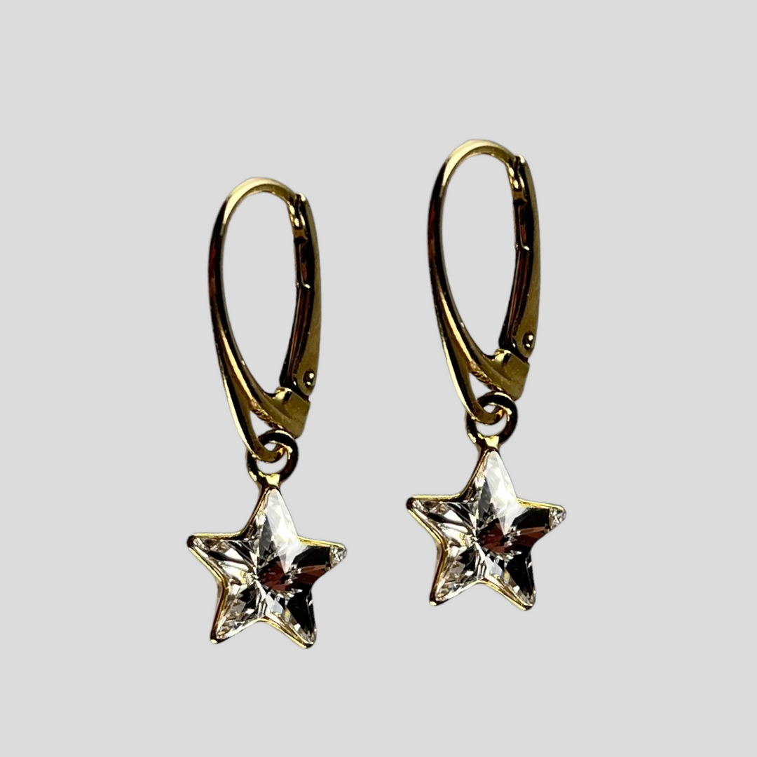 Sautoir avec cristaux Swarovski, argent doré, cristal, STAR