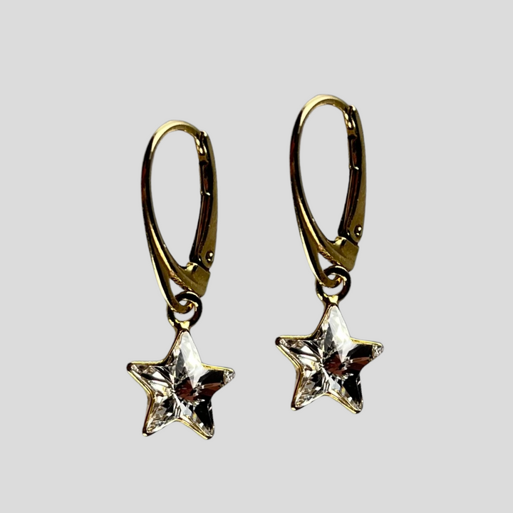Sautoir avec cristaux Swarovski, argent doré, cristal, STAR