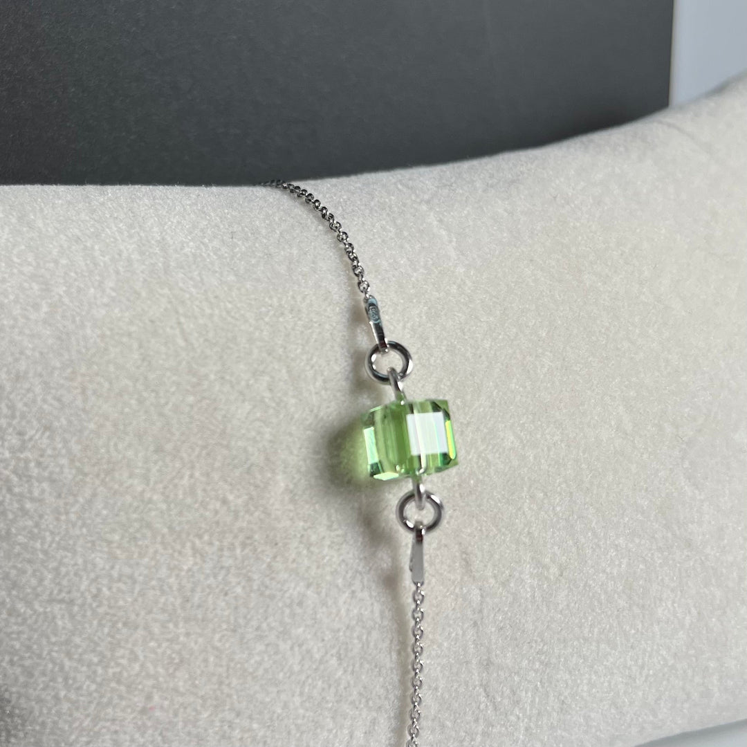 Bracelet  avec cristaux Swarovski, vert olive, argent rhodié, CARRE