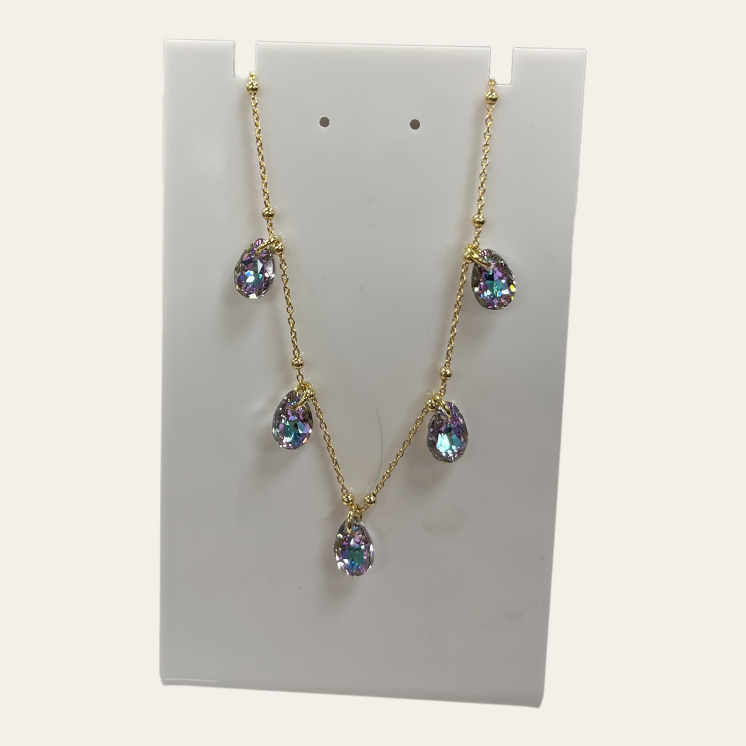Collier avec cristaux Swarovski, collection KAYA, JVLT, argent doré