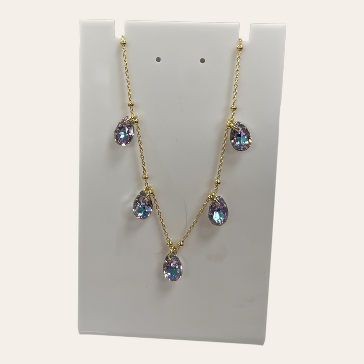 Collier avec cristaux Swarovski, collection KAYA, JVLT, argent doré