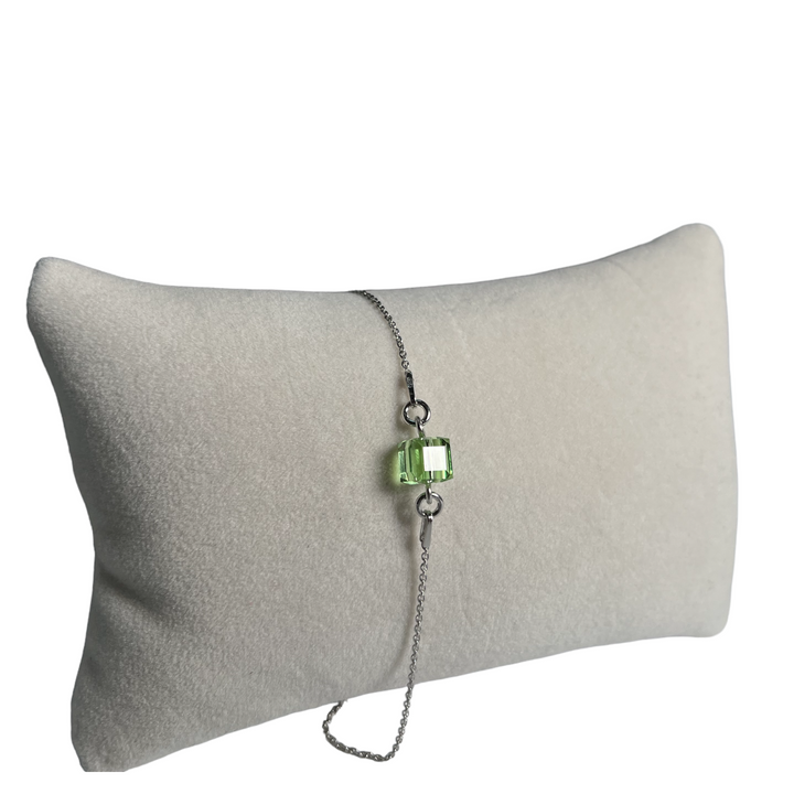Bracelet  avec cristaux Swarovski, vert olive, argent rhodié, CARRE