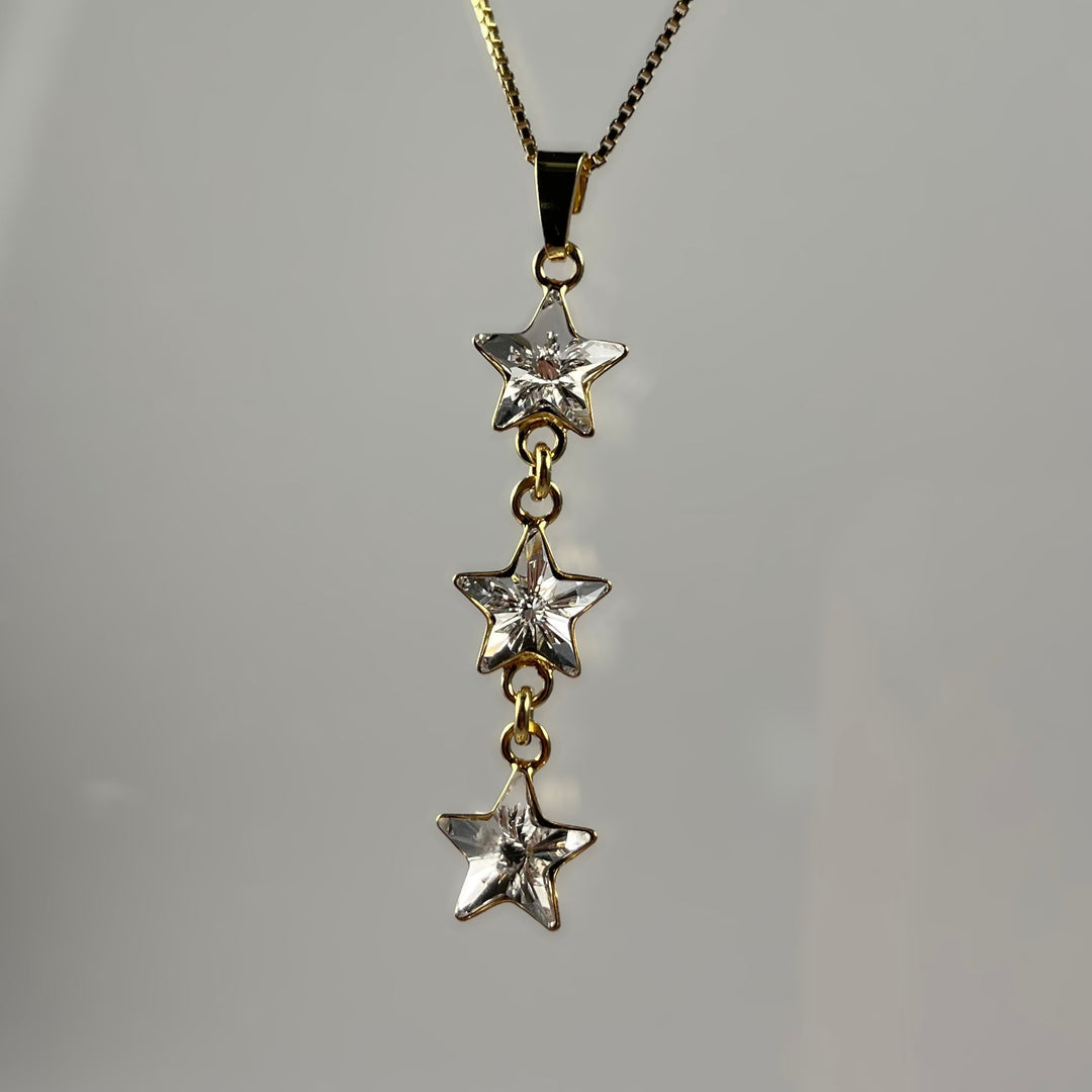 Sautoir avec cristaux Swarovski, argent doré, cristal, STAR