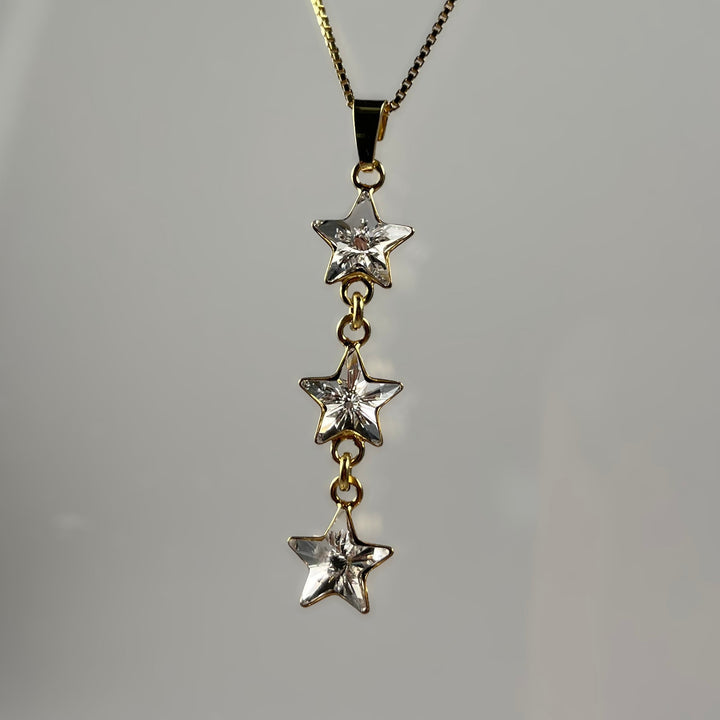 Sautoir avec cristaux Swarovski, argent doré, cristal, STAR