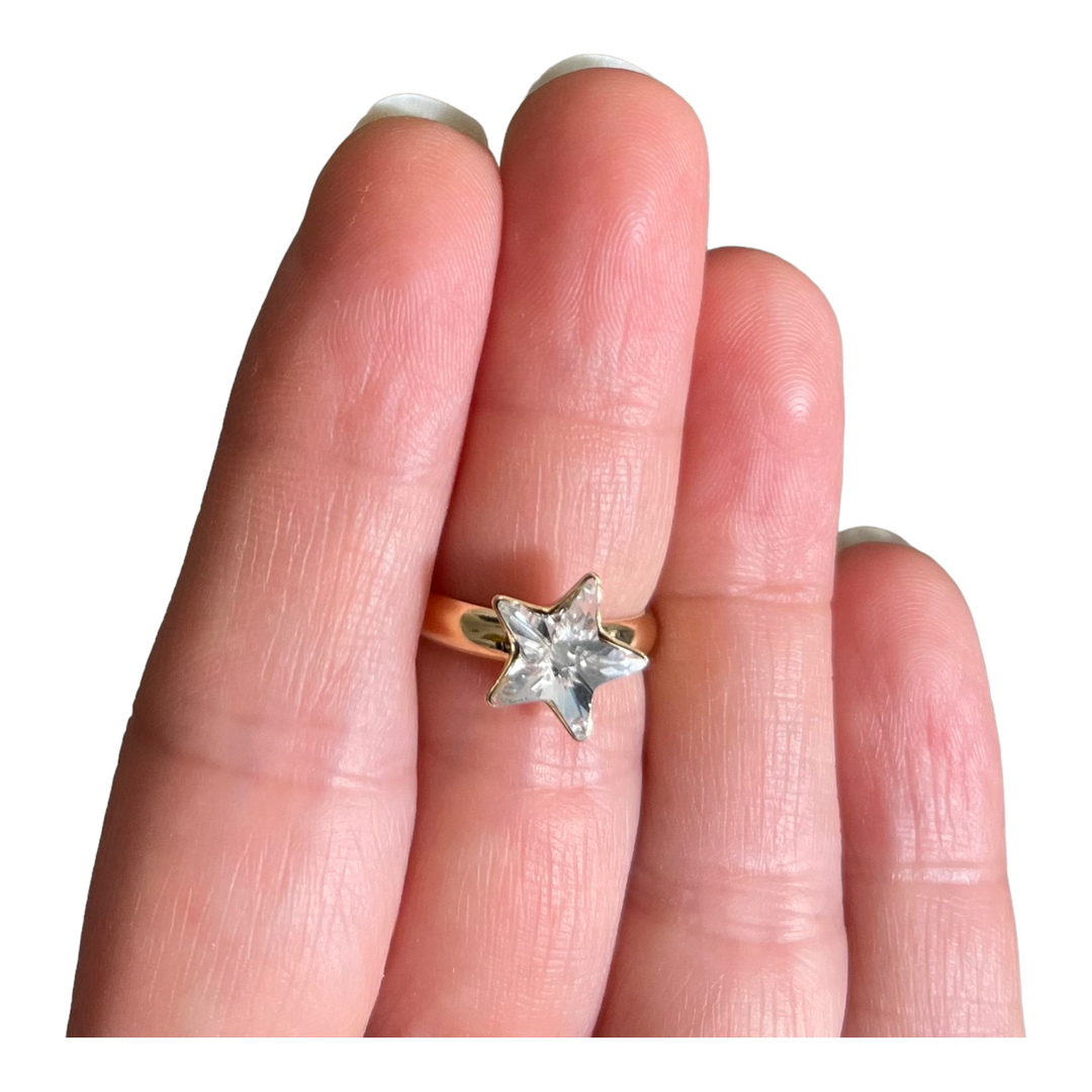 Sautoir avec cristaux Swarovski, argent doré, cristal, STAR