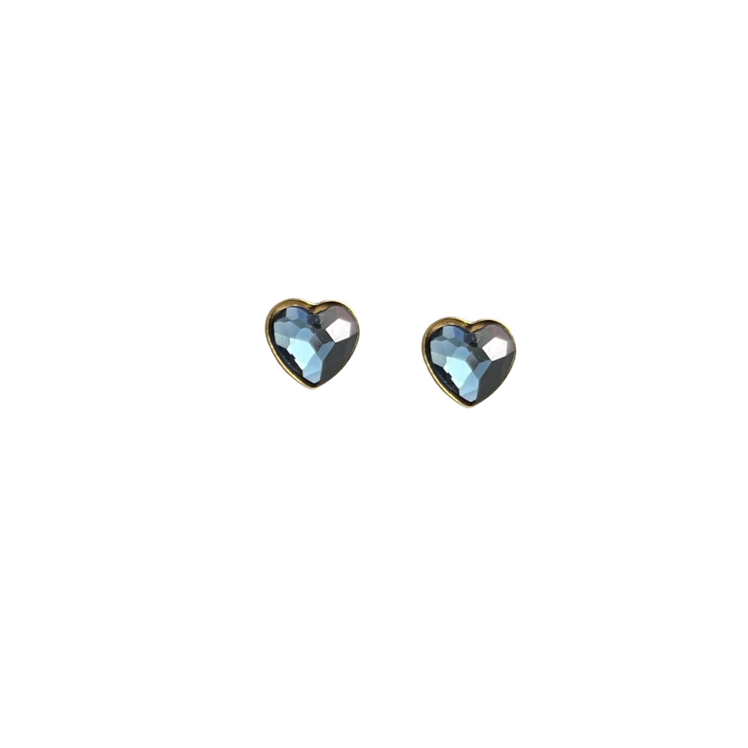 Boucles d'oreilles "puces" avec cristaux Swarovski, collection LISA, J266, argent doré