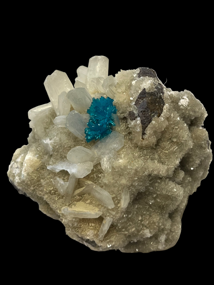 cavansite sur stilbite Inde M18W74