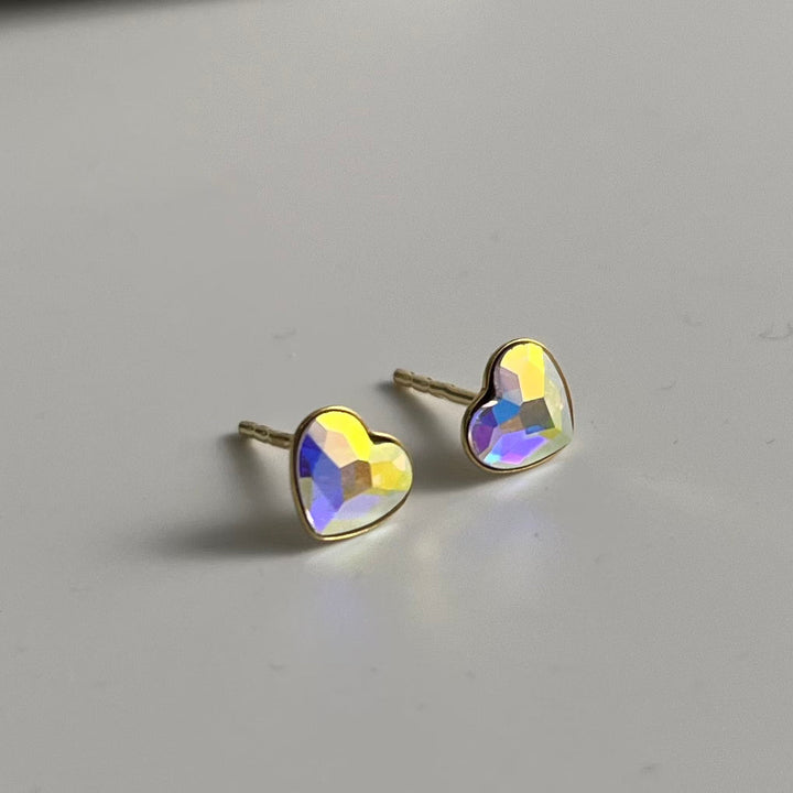 Boucles d'oreilles "puces" avec cristaux Swarovski, collection LISA, J001AB, argent doré