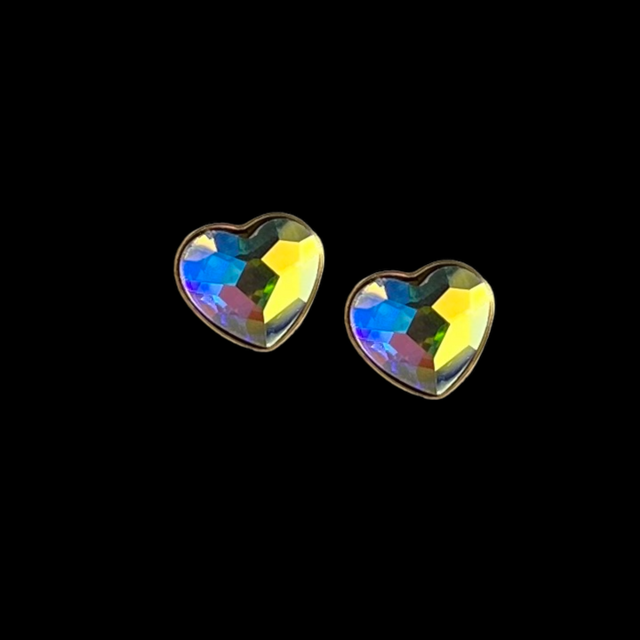 Boucles d'oreilles "puces" avec cristaux Swarovski, collection LISA, J001AB, argent doré