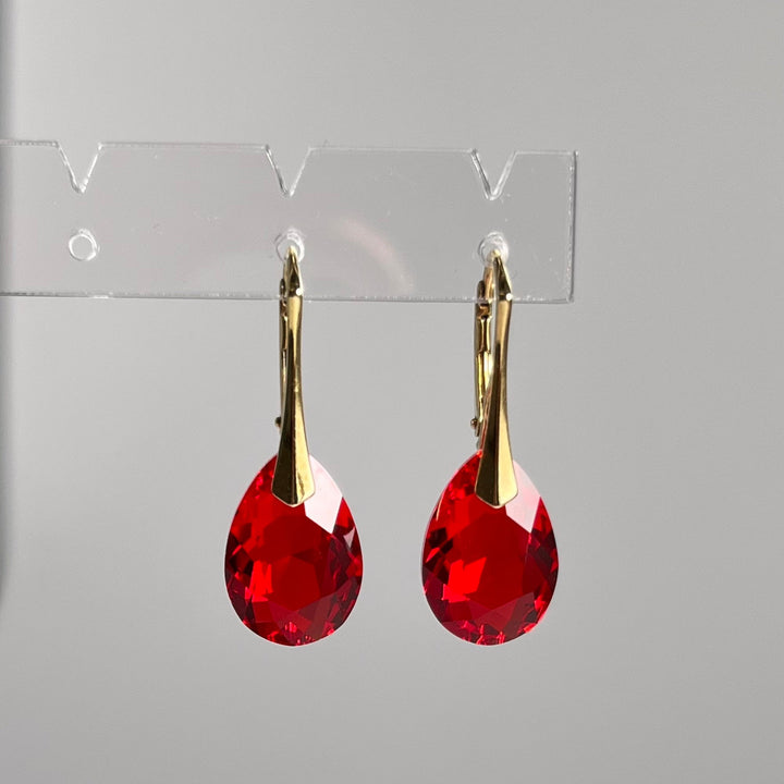 Pendentif avec cristaux Swarovski, argent doré, rouge, KATE