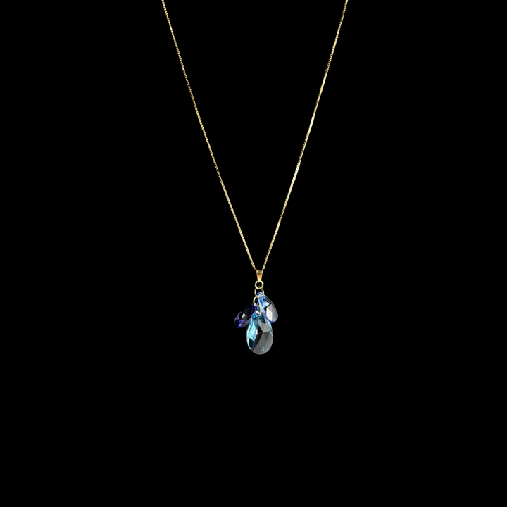 Boucles d'oreilles avec cristaux Swarovski, argent doré, bleu aquamarine, FLEUR