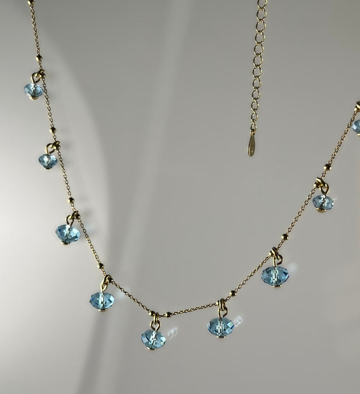 Collier avec cristaux Swarovski, collection LOUISE, J202, argent doré