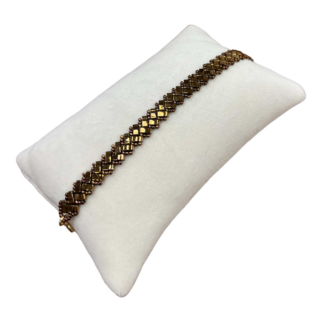 V2-Armband aus Miyuki-Perlen, bronzefarben