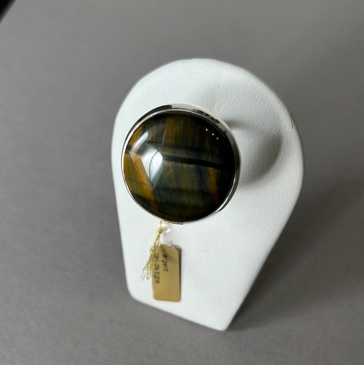 Silberner Tigeraugenring – Größe 57 – BS014
