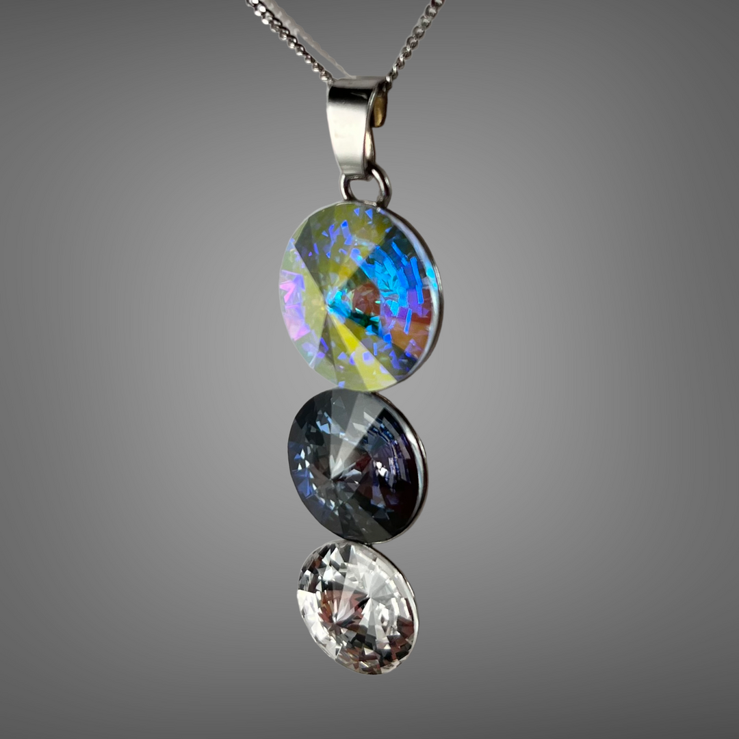 Pendentif avec cristaux Swarovski, cristal AB, argent rhodié, TRIO