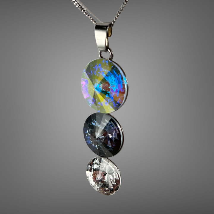 Pendentif avec cristaux Swarovski, cristal AB, argent rhodié, TRIO
