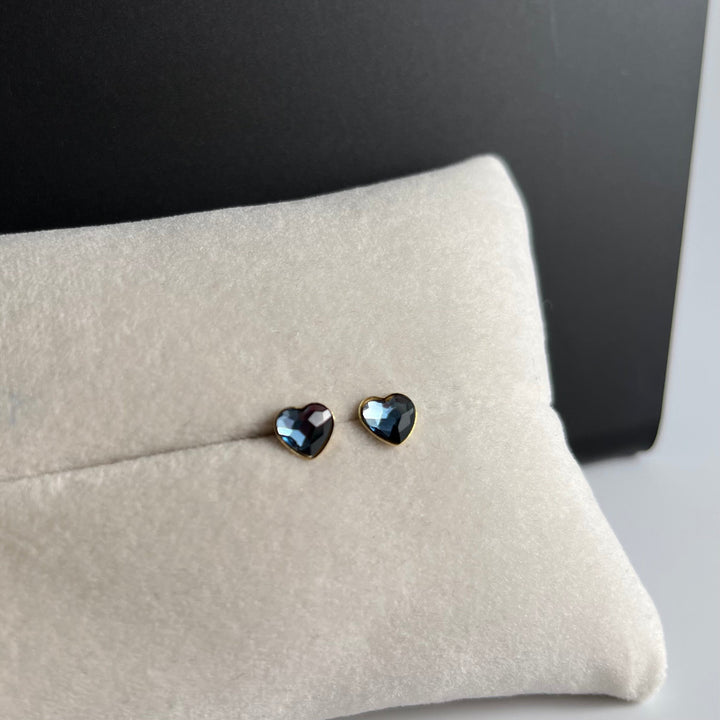 Boucles d'oreilles "puces" avec cristaux Swarovski, collection LISA, J266, argent doré