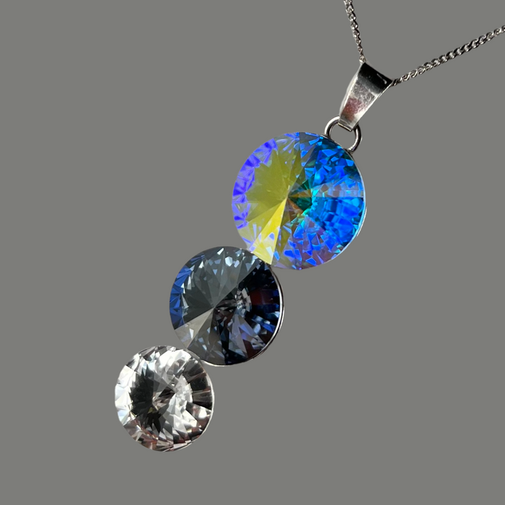 Pendentif avec cristaux Swarovski, cristal AB, argent rhodié, TRIO