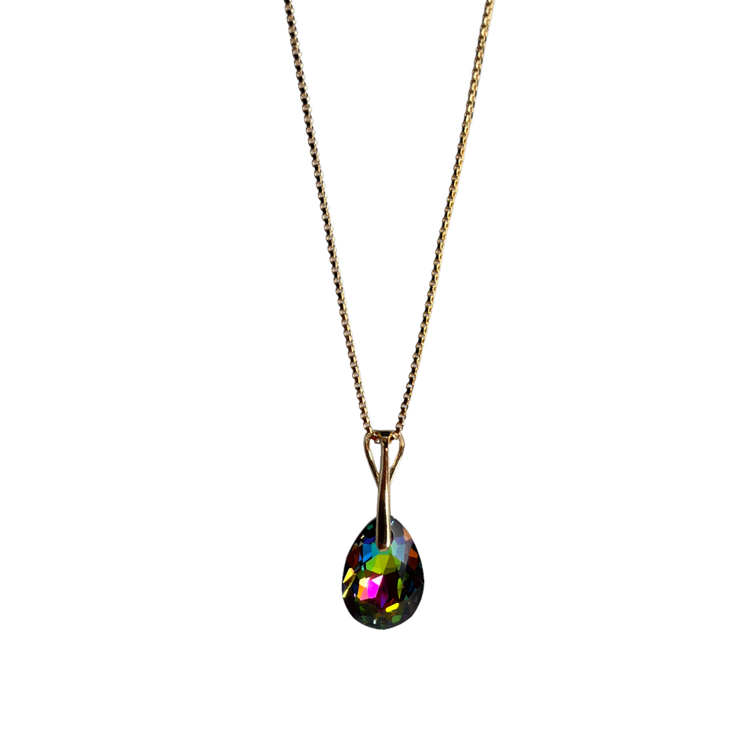 Pendentif avec cristaux Swarovski, argent doré, cristal VM, KATE