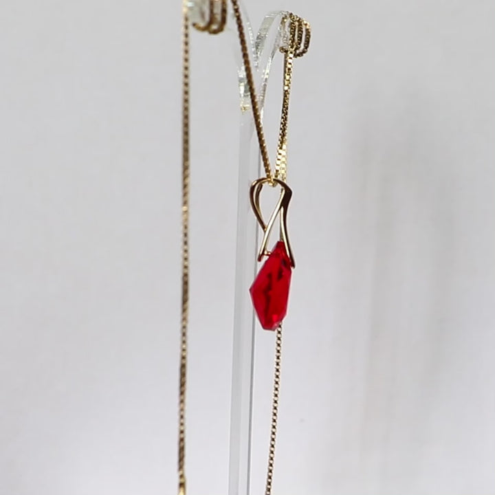 Pendant with Swarovski crystals, gold-plated silver, red, KATE