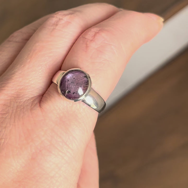 Silver ring with star ruby ​​- size 60 - BS042