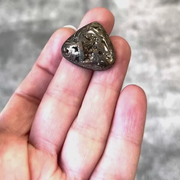 Pyritisierter Ammonit, AM_P112, Cabochongröße, 24 x 21 x 6 mm; 5,6 g