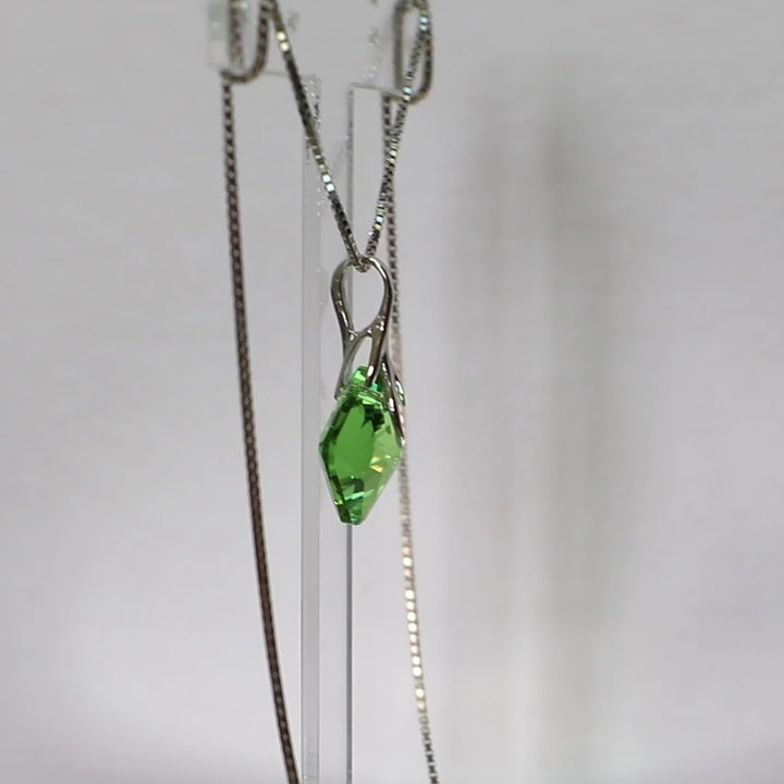 Earrings, Swarovski crystals, rhodium silver, olive green, AGATHE