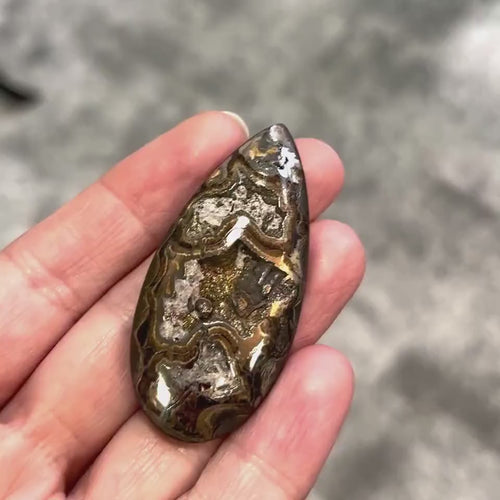 Ammonite pyritisée, AM_P046, taille cabochon, 52x25mm; 12 g